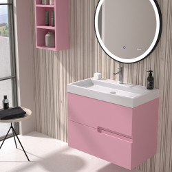 Moble de bany de color rosa