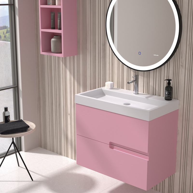 Moble de bany de color rosa
