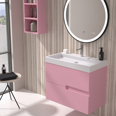 Moble de bany de color rosa
