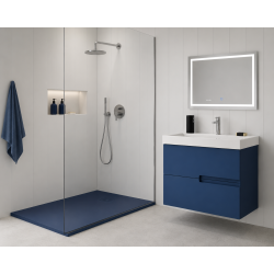 mueble de baño suspendido con cajones color azul