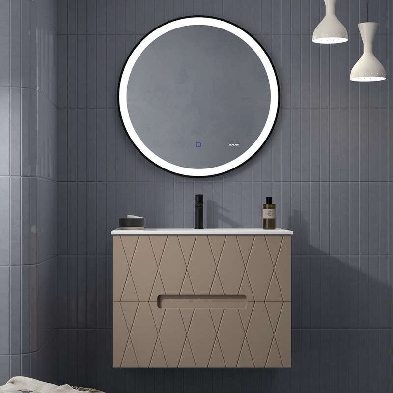 meuble salle de bains suspendu couleur moka