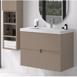 Mueble de baño blanco con espejo