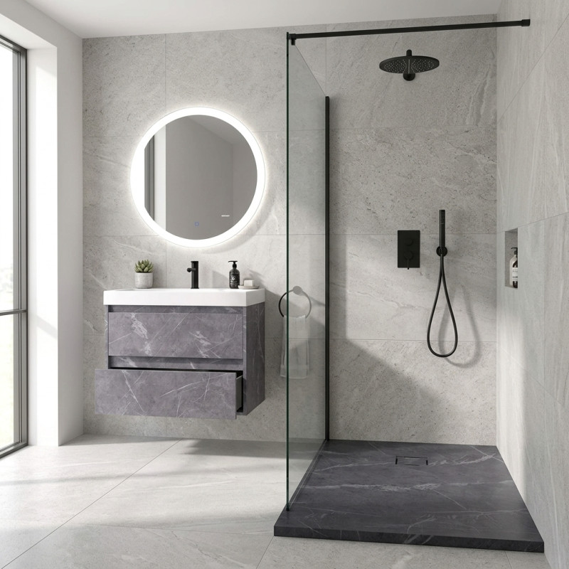 Marquina Bathroom Vanity & Shower Tray Set